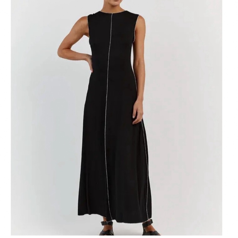 DISSH Black Dress with White Stitching